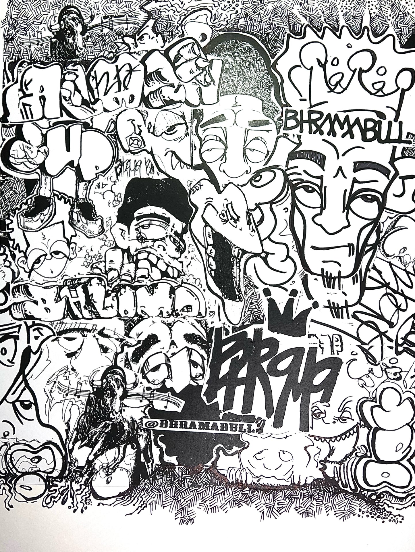 B&W Bhramabull Doodle Poster